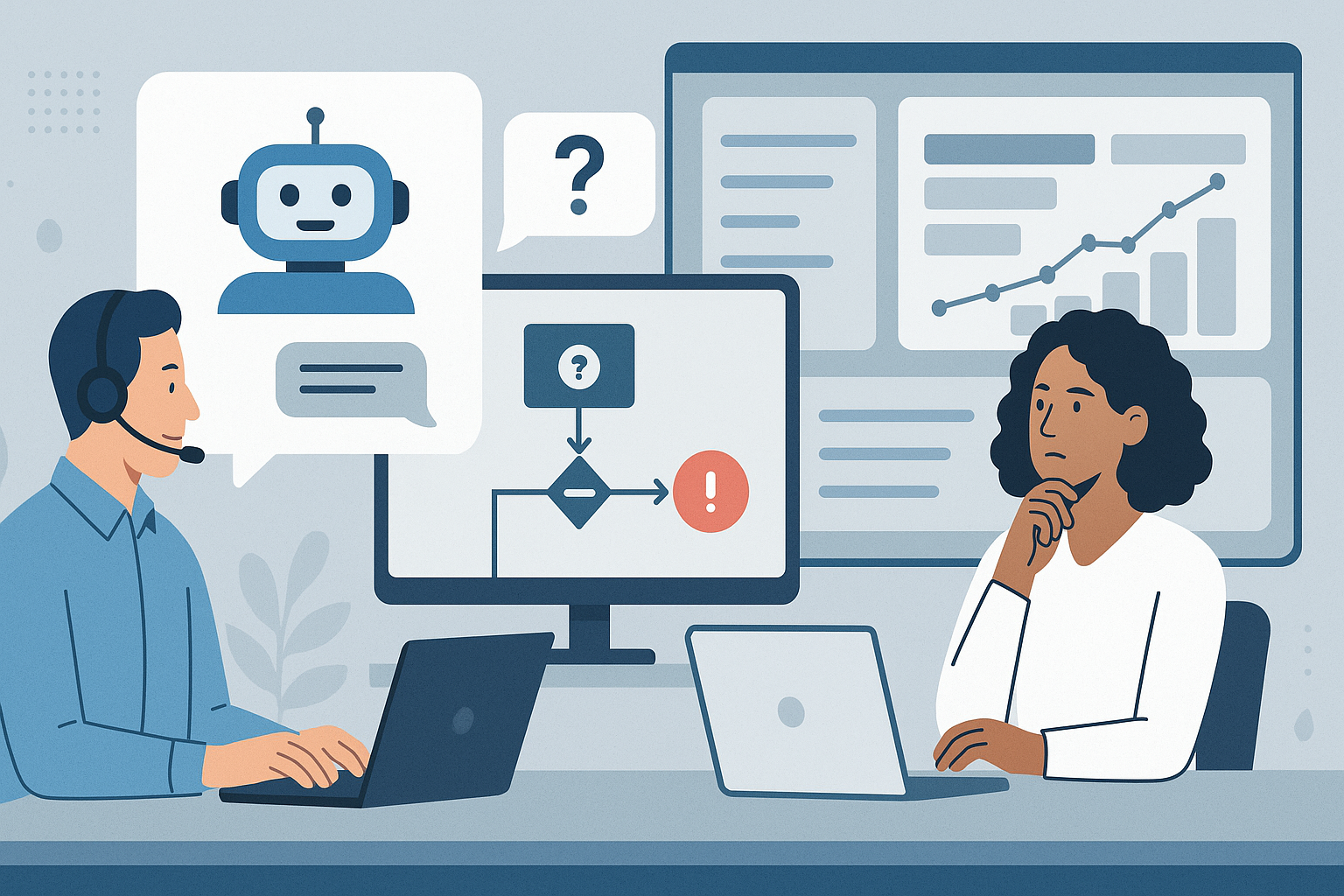 IA para atención al cliente: respuestas rápidas, revisión humana y escalamiento - visual explicativa 2