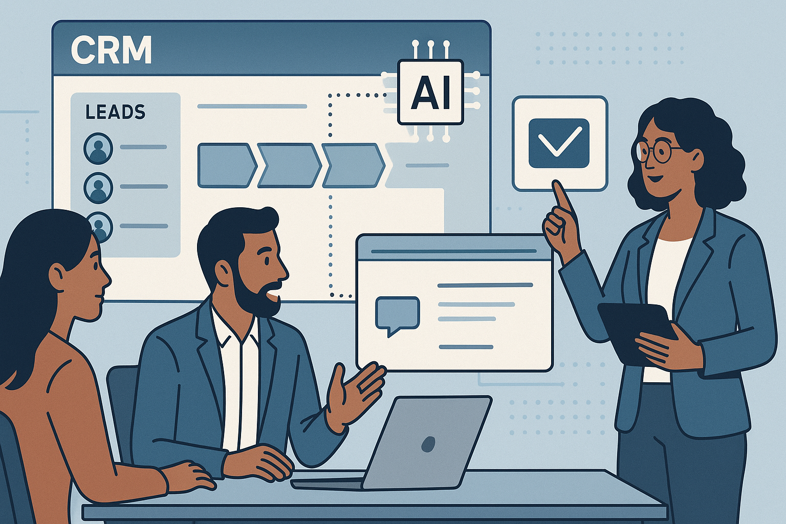IA dentro del CRM: clasifica leads, resume y marca el siguiente paso - visual explicativa 2