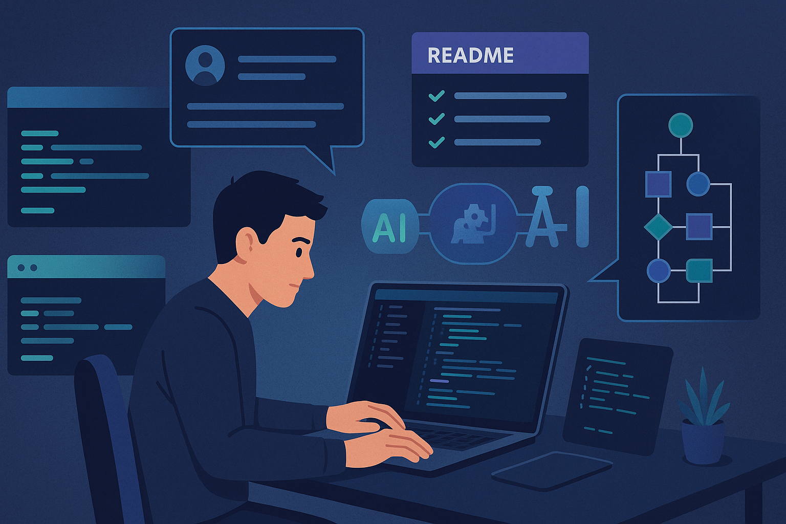 IA para documentar sin odiar tu vida: comentarios, README y changelog que sí sirven - visual explicativa 2