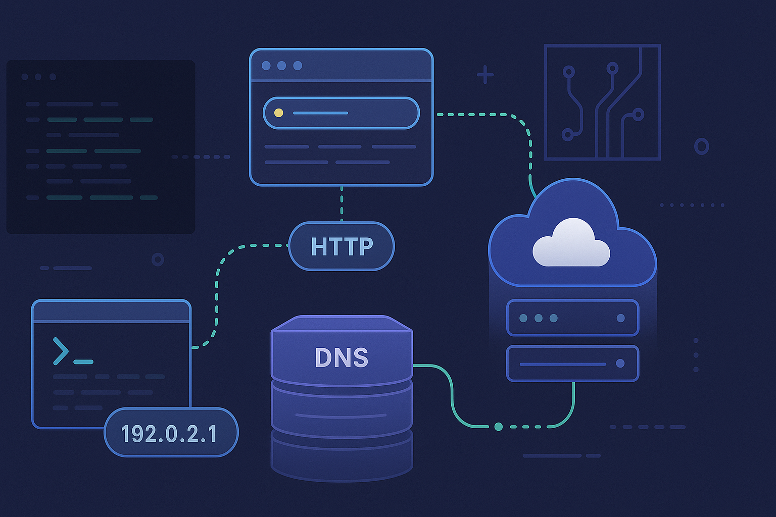 Internet por dentro: DNS, HTTP, IP y otros demonios invisibles - visual explicativa 1