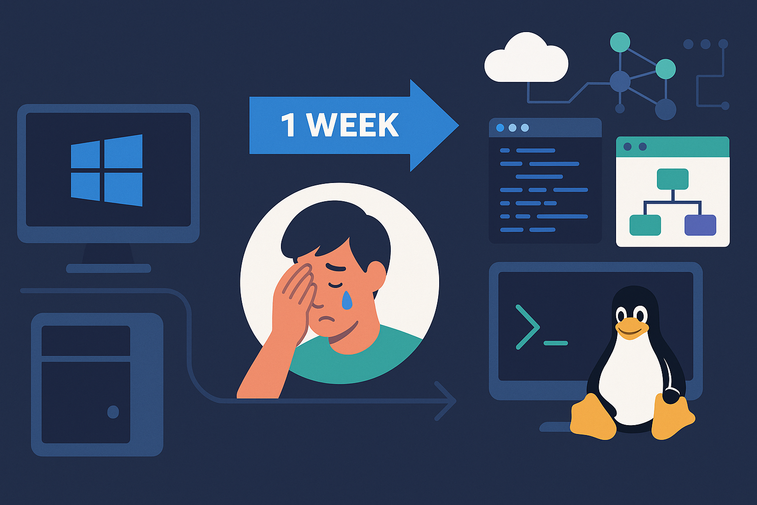 Linux para sobrevivientes de Windows: tu primera semana sin llorar - visual explicativa 1