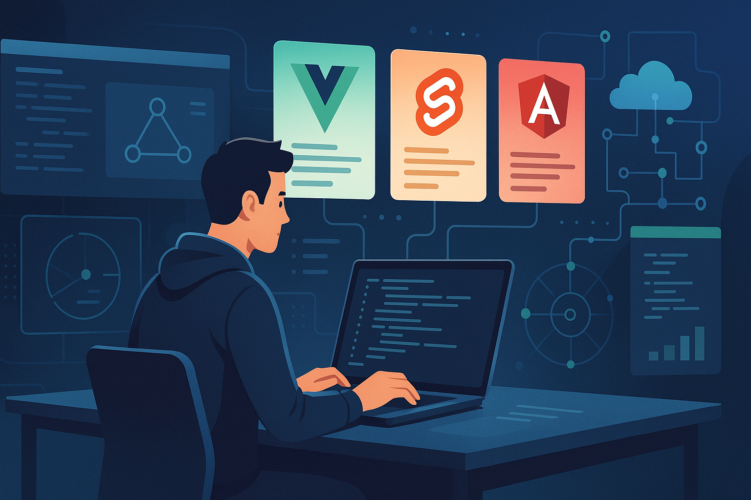 Vue, Svelte y Angular: rebeldes, veteranos y cultos (y cuál te conviene en la chamba) - visual explicativa 2