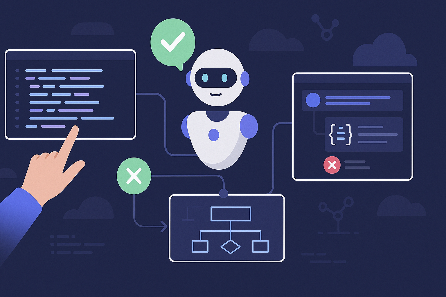 Code review asistido: el robot que no debe aprobar solo - visual explicativa 1