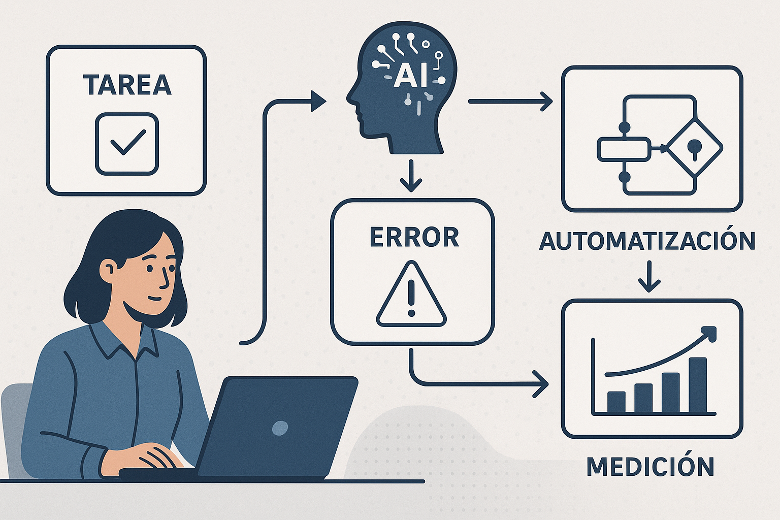IA para operación: cómo detectar tareas repetitivas, errores y oportunidades de mejora - visual explicativa 1