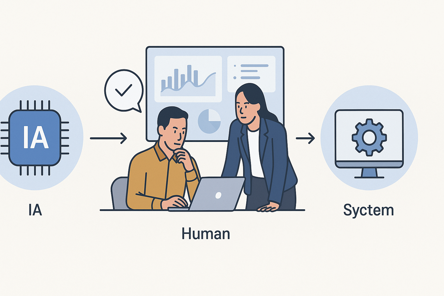 IA con personas al centro: la máquina propone, tu equipo decide - visual explicativa 1