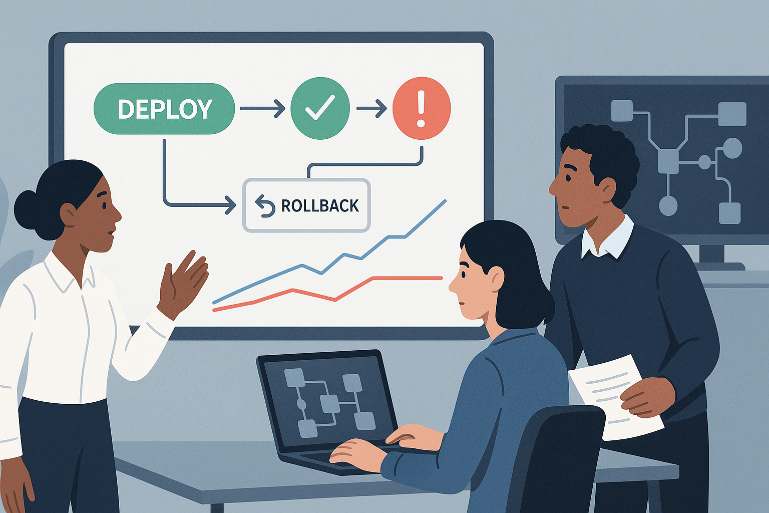Publicar cambios con orden: del “sube el update” a deploys controlados y rollback - visual explicativa 2