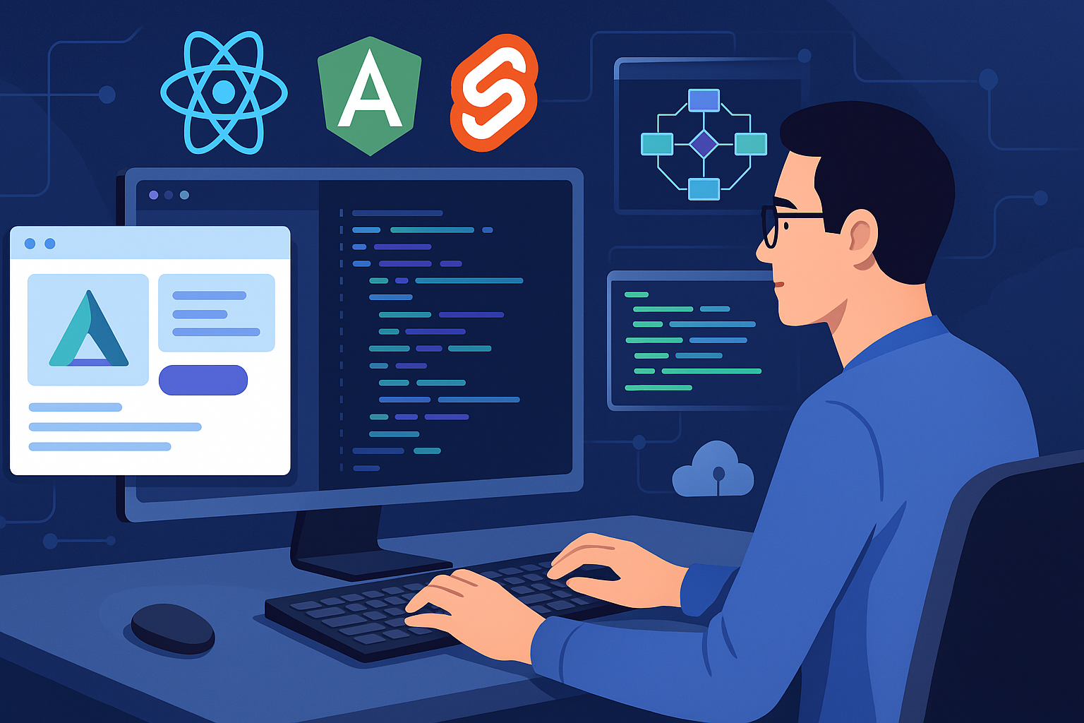 React, Vue, Angular o Svelte: la guerra real (y cómo elegir sin arrepentirte) - visual explicativa 2