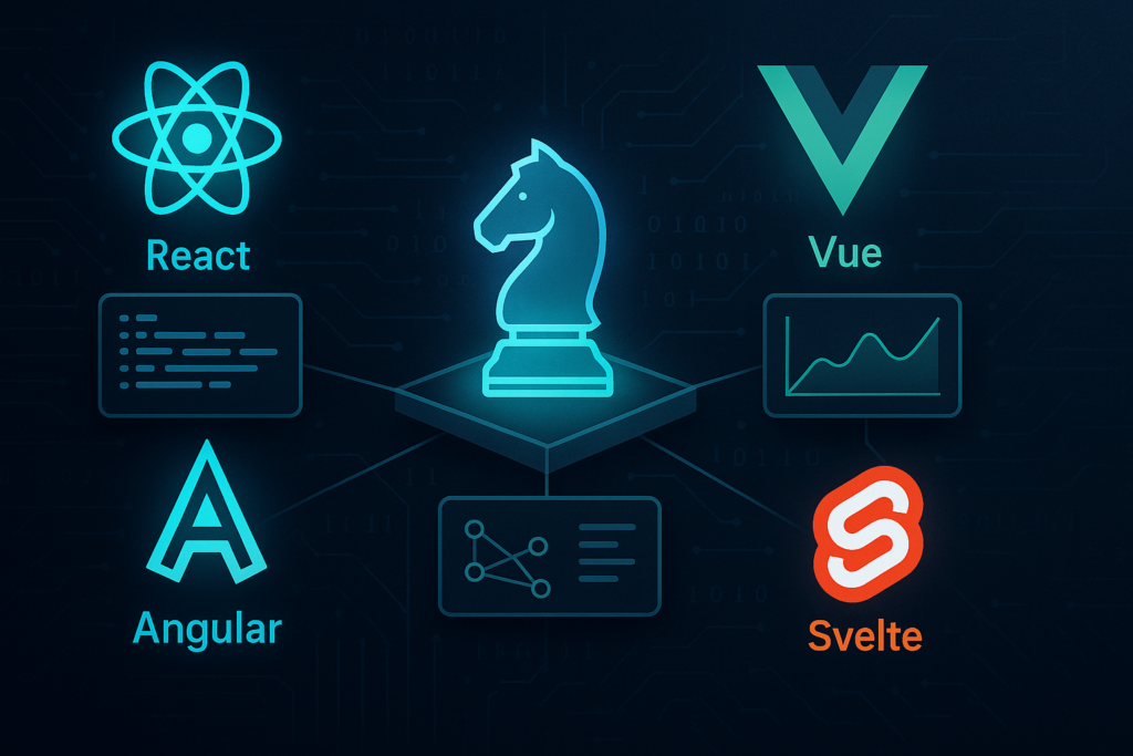 React, Vue, Angular o Svelte: la guerra real (y cómo elegir sin arrepentirte) - imagen de portada