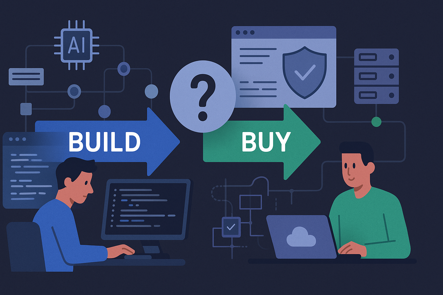 Build vs Buy sin drama: cuándo desarrollar y cuándo comprar (sin morir en el intento) - visual explicativa 1