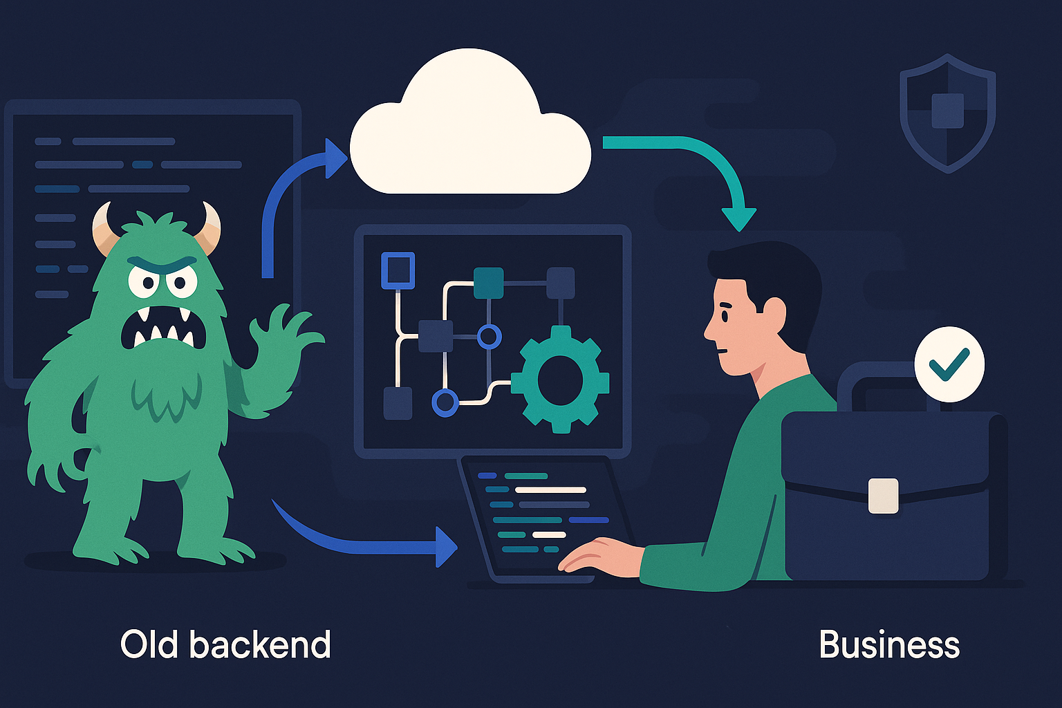 Refactor del monstruo: cómo salvar un backend viejo sin apagar el negocio - visual explicativa 1
